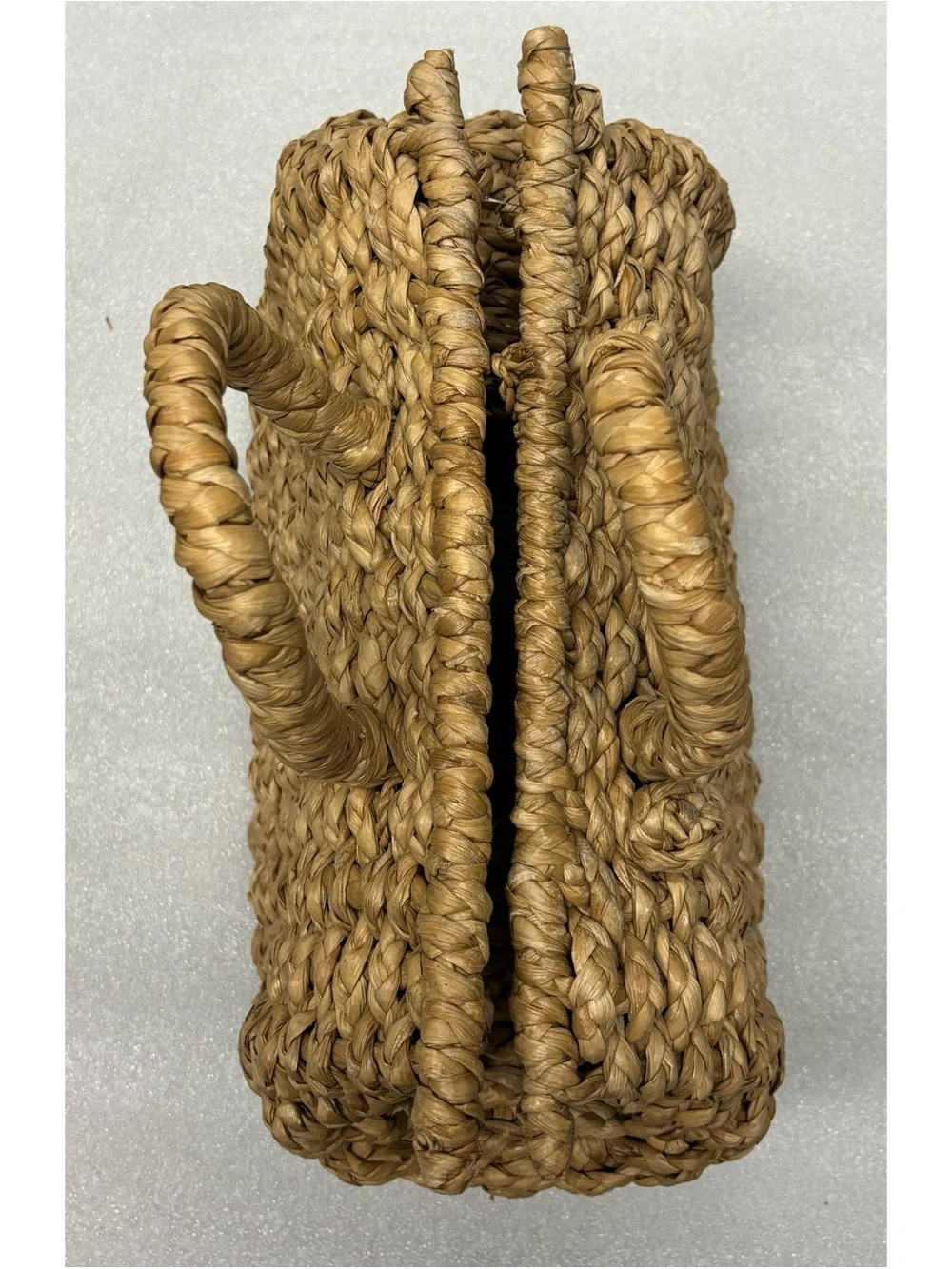 Vintage French Handwoven Straw Satchel Shopping Tote in Natural
